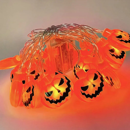 Halloween Decoration String Lights Battery Powered with Ghost Witch Cat Pumpkin Spider Web Skeleton Mummy Pirate Ghost Shape