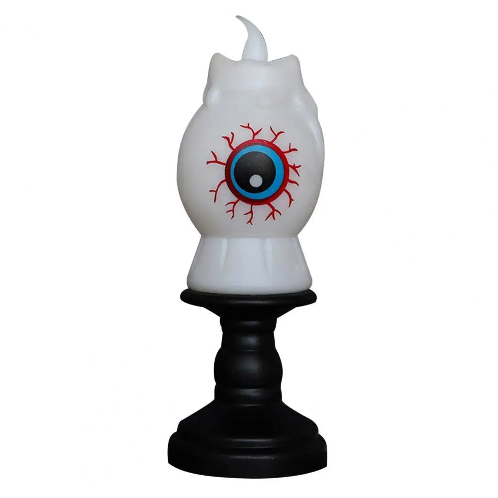 Easy to Set Up Halloween Decor Spooky Halloween Tabletop Decor Black Cat on Pumpkin Statue with Led Light Eyeball Candle Holder