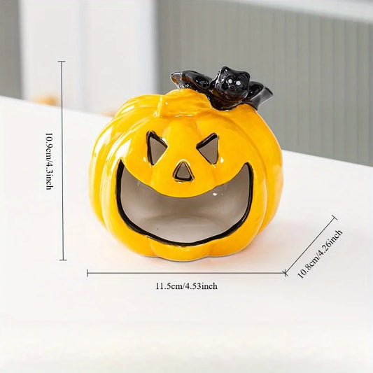 Pumpkin Lantern Halloween Funny Candlestick Ceramic Aromatherapy Candle Holder Halloween Home Party Atmosphere Desktop Decor