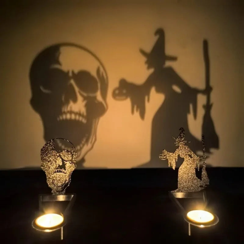 Halloween Spooky Candle Holder - Unique Table Decoration, Scary & Fun Desk Decor, Centerpiece Shadow Holder Parties Spooky Decor