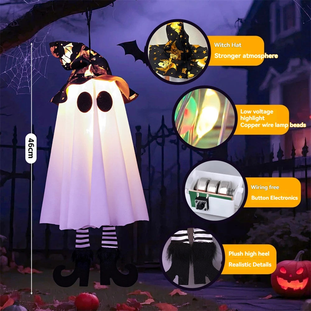 Halloween LED Specter Lights DIY Hanging Ornaments Battery-Operated decoration lamp with Included for Trees Porches and Windows