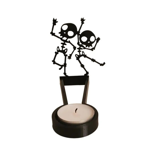 Black Halloween Candle Holder Multi-shape Iron Terror Shadow Projection Candlestick Party Supplies Halloween Decoration