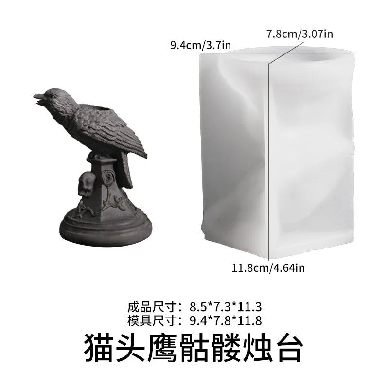 Halloween Gothic Style Owl Raven Candle Holder Craft Tabletop Ornament Halloween Candle Holder Candle Holders Decor for Table