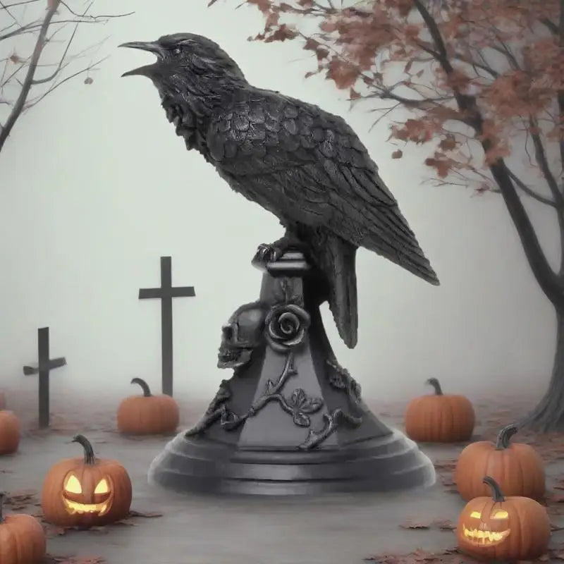 Halloween Gothic Style Owl Raven Candle Holder Craft Tabletop Ornament Halloween Candle Holder Candle Holders Decor for Table