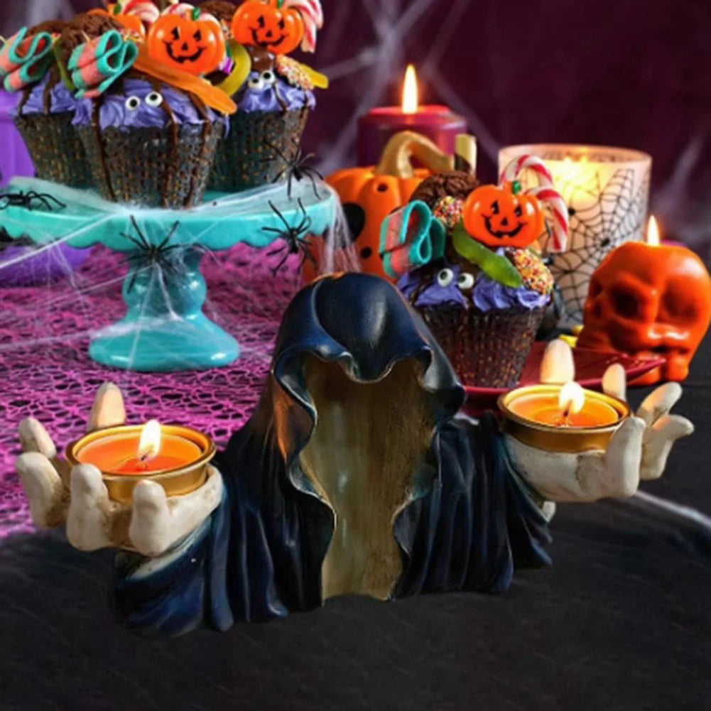 Especial Ghost Candle Holder Vintage Resin Figurine Halloween Candle Holder Candlestick For Table