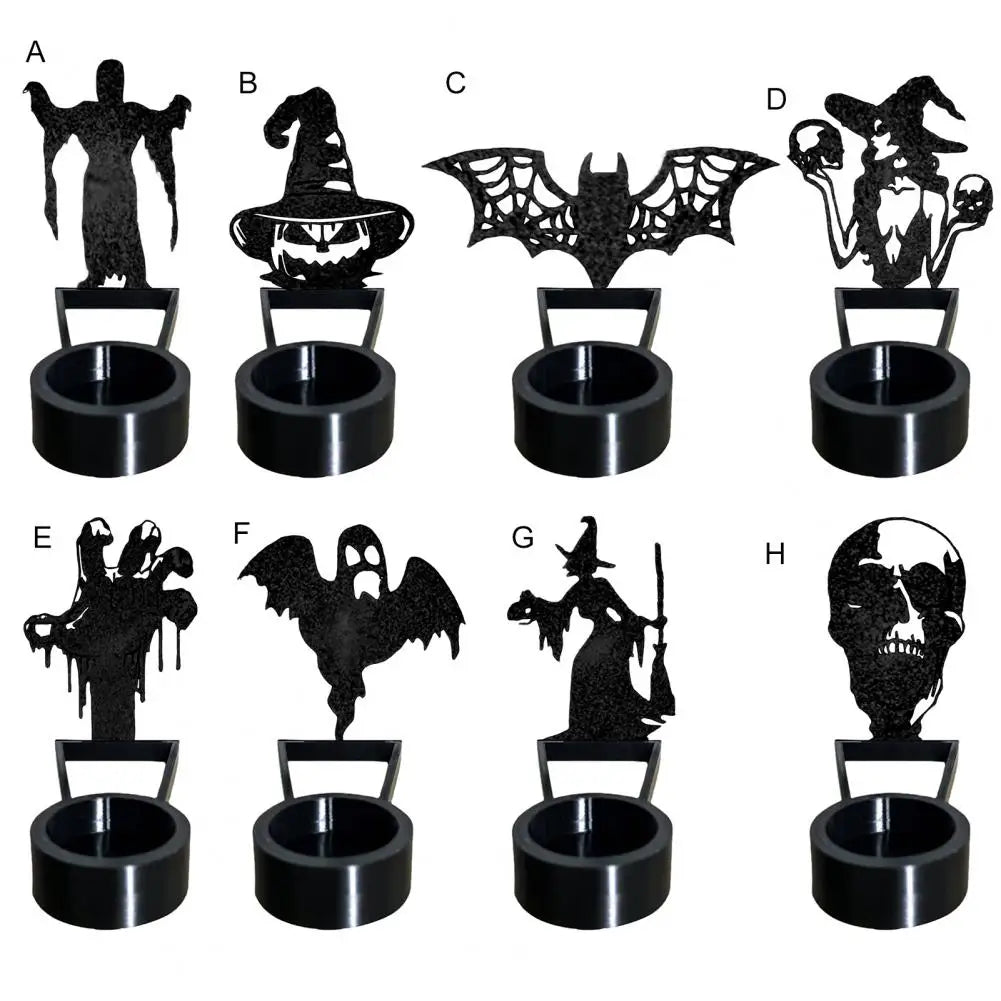 Halloween Shadow Candle Holder Spooky Grim Reaper Candlestick Pumpkin Bat Witch Ghost Shadow Tealight Candle Stand Home Decor