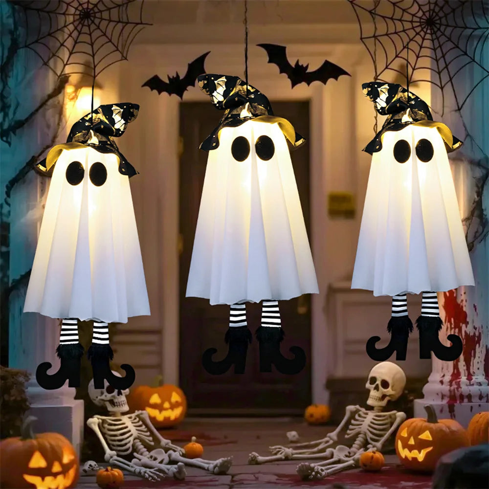 Halloween LED Specter Lights DIY Hanging Ornaments Battery-Operated decoration lamp with Included for Trees Porches and Windows