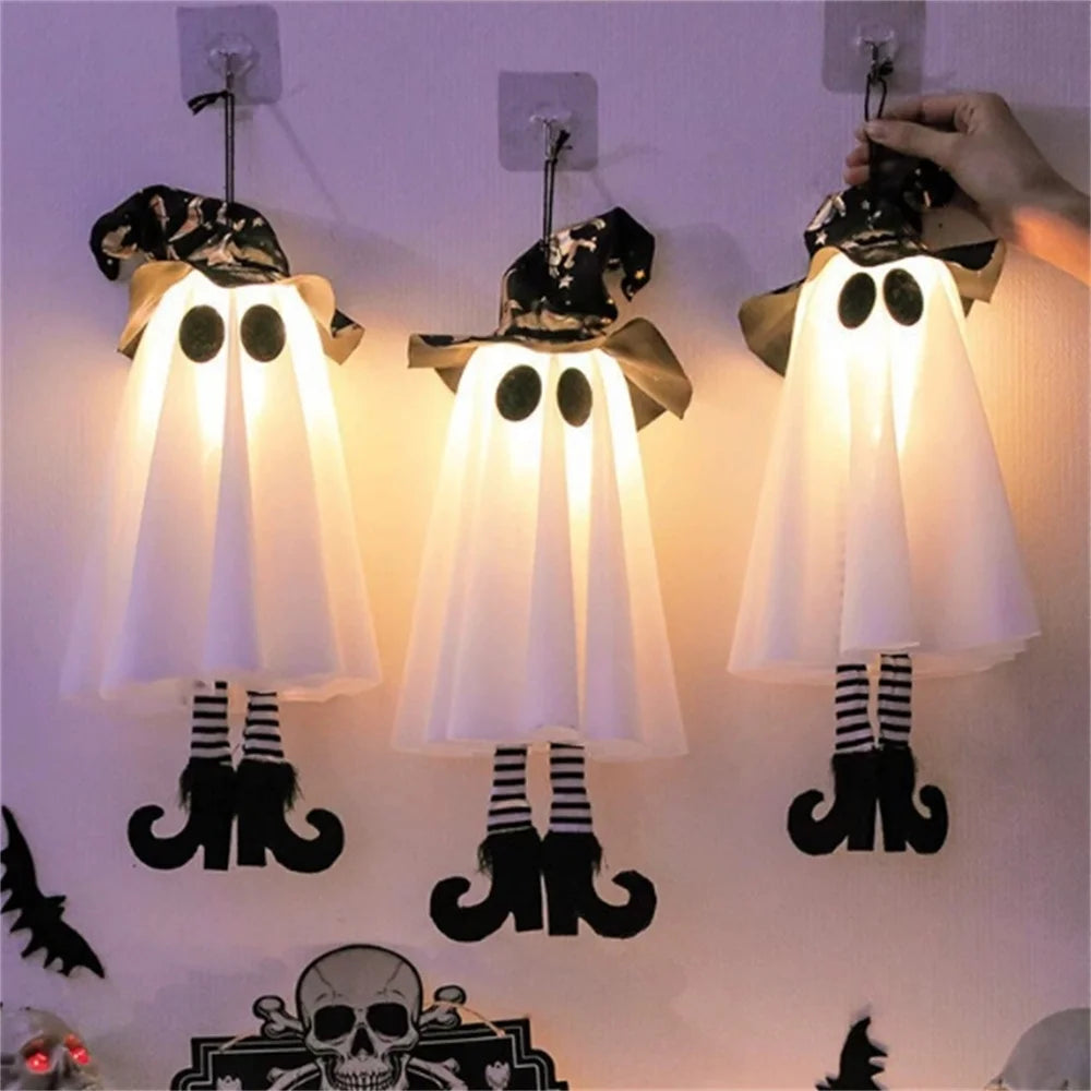 Halloween LED Specter Lights DIY Hanging Ornaments Battery-Operated decoration lamp with Included for Trees Porches and Windows