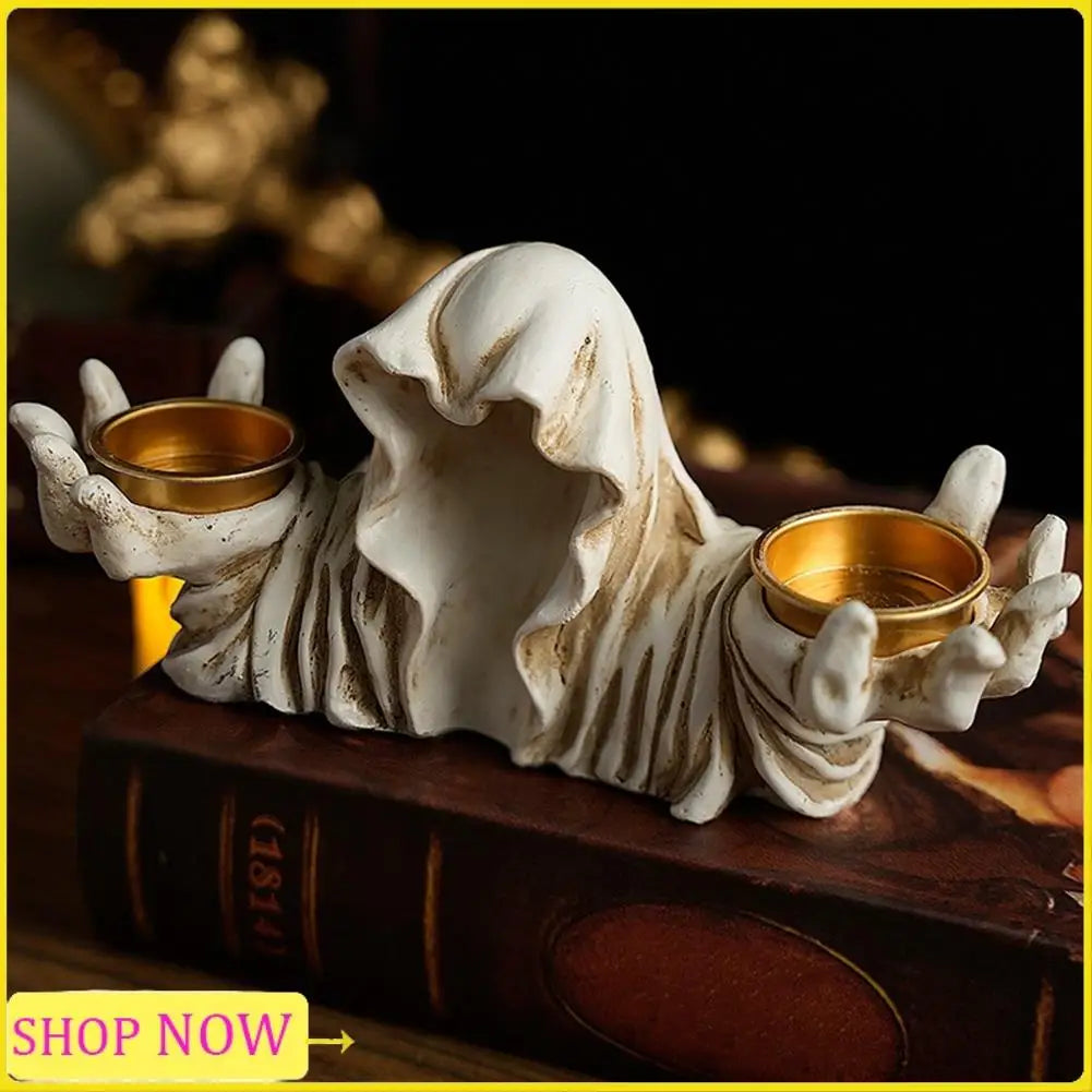 Especial Ghost Candle Holder Vintage Resin Figurine Halloween Candle Holder Candlestick For Table