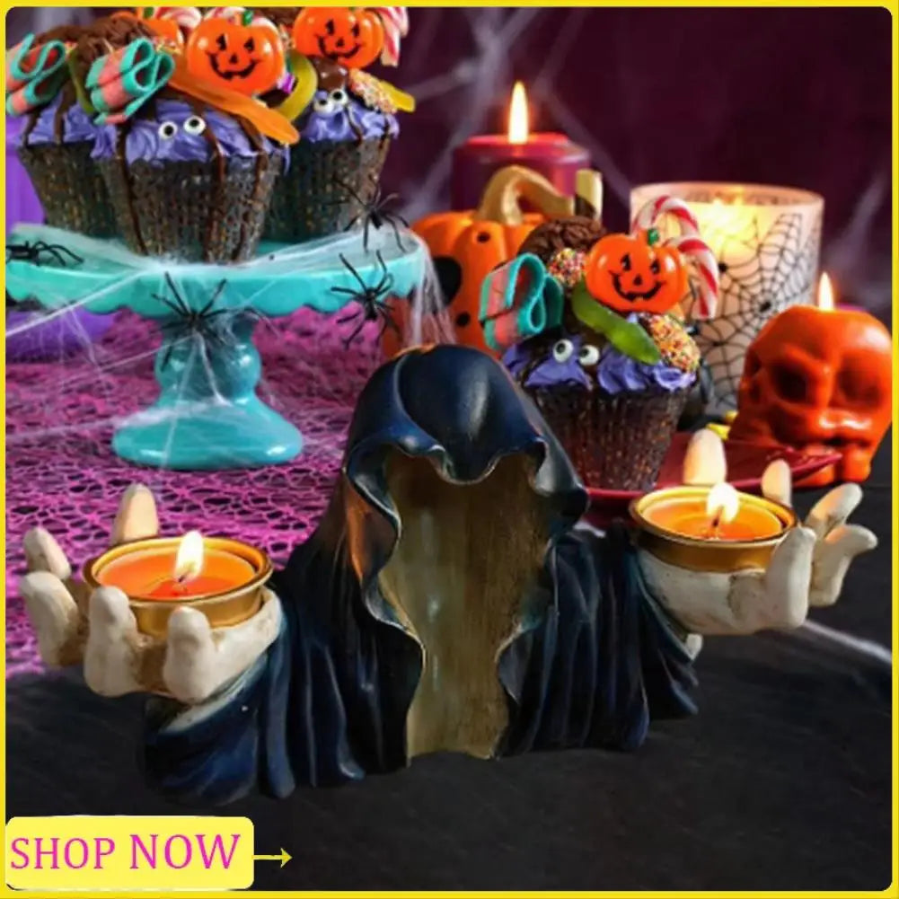 Especial Ghost Candle Holder Vintage Resin Figurine Halloween Candle Holder Candlestick For Table