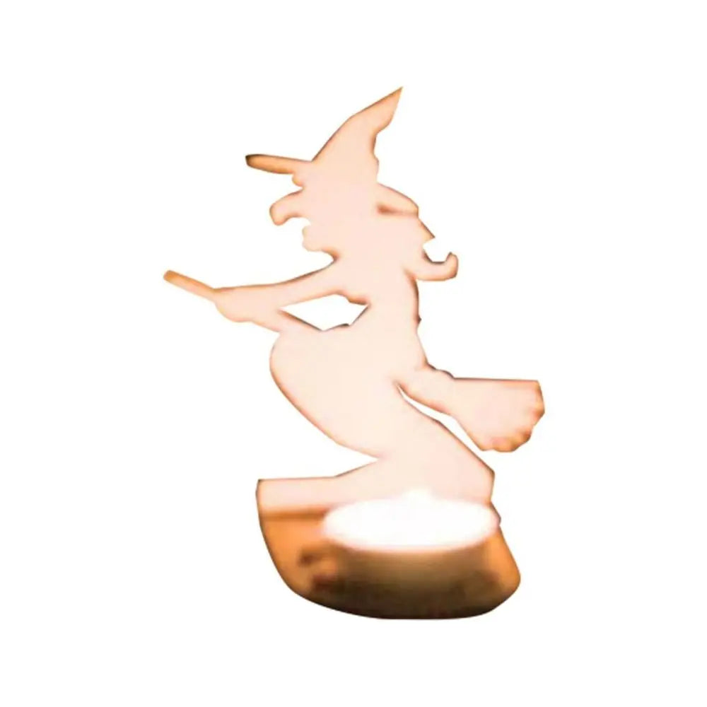 Halloween Skeleton Cat Tealight Candle Holder Shadow Caster Decorations Metal Desk Candlestick Holder Tabletop Decorative