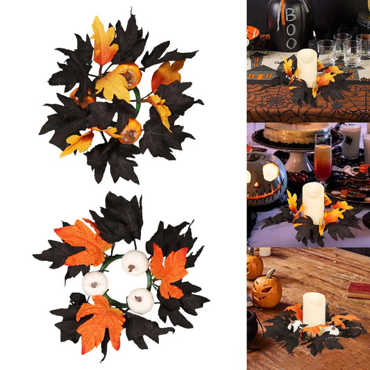 Halloween Candle Wreath Home Decoration for Thanksgiving Party Supplies Fall