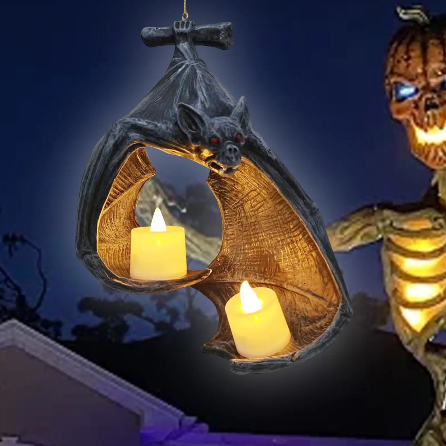 Bat Wall Tealight Holder Halloween Gothic Decorative Wall Sconce Candle Holder for Patio Bathroom Office Garden Living Room