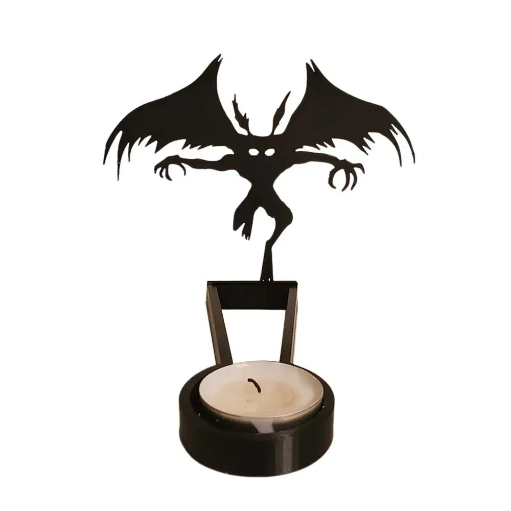 Black Halloween Candle Holder Iron Party Supplies Terror Shadow Projection Candlestick Halloween Decoration Festival Ornament