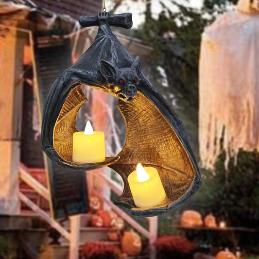 Bat Wall Tealight Holder Halloween Gothic Decorative Wall Sconce Candle Holder for Patio Bathroom Office Garden Living Room