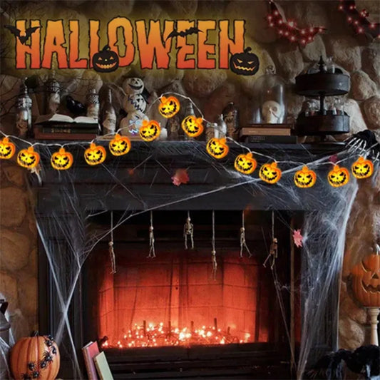 Halloween Decoration String Lights Battery Powered with Ghost Witch Cat Pumpkin Spider Web Skeleton Mummy Pirate Ghost Shape