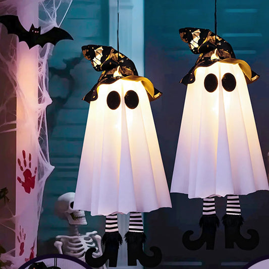 Halloween LED Specter Lights DIY Hanging Ornaments Battery-Operated decoration lamp with Included for Trees Porches and Windows