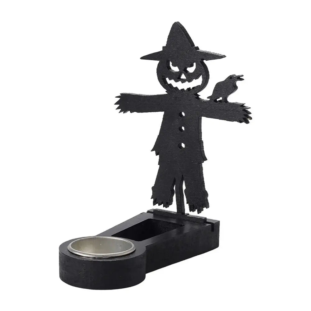 Black Halloween Candle Holder Multi-shape Iron Terror Shadow Projection Candlestick Party Supplies Halloween Decoration