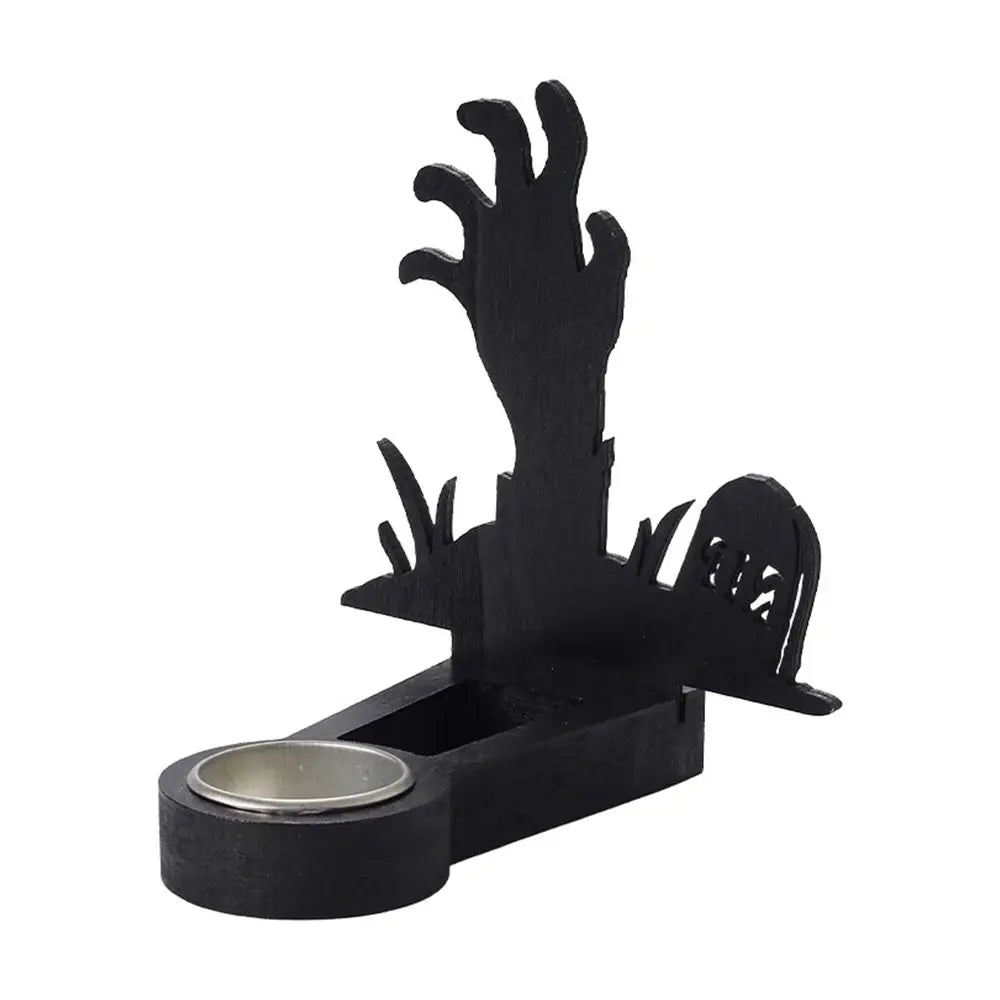 Black Halloween Candle Holder Multi-shape Iron Terror Shadow Projection Candlestick Party Supplies Halloween Decoration