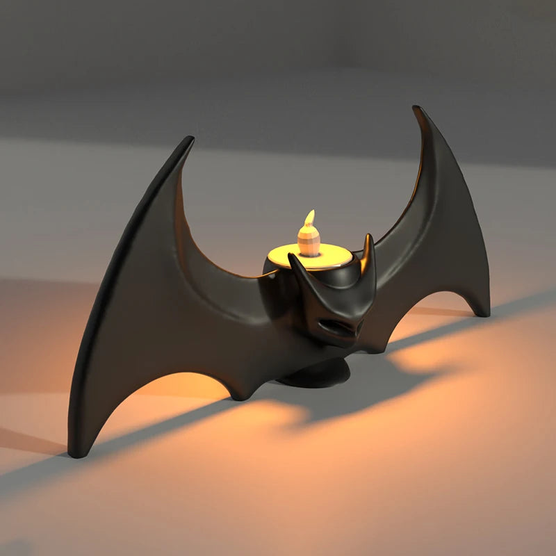 Halloween Black Bat Tealight Candle Tray Holder Bookshelf Fireplace Home Perfect Decorative