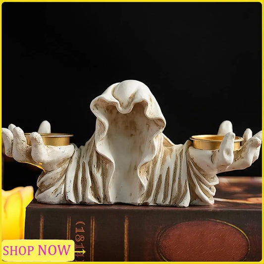 Especial Ghost Candle Holder Vintage Resin Figurine Halloween Candle Holder Candlestick For Table