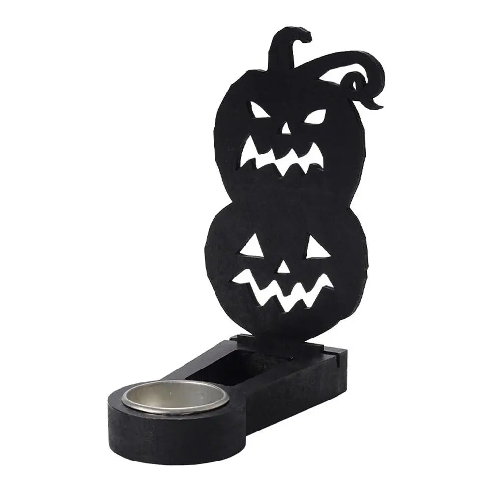 Black Halloween Candle Holder Multi-shape Iron Terror Shadow Projection Candlestick Party Supplies Halloween Decoration