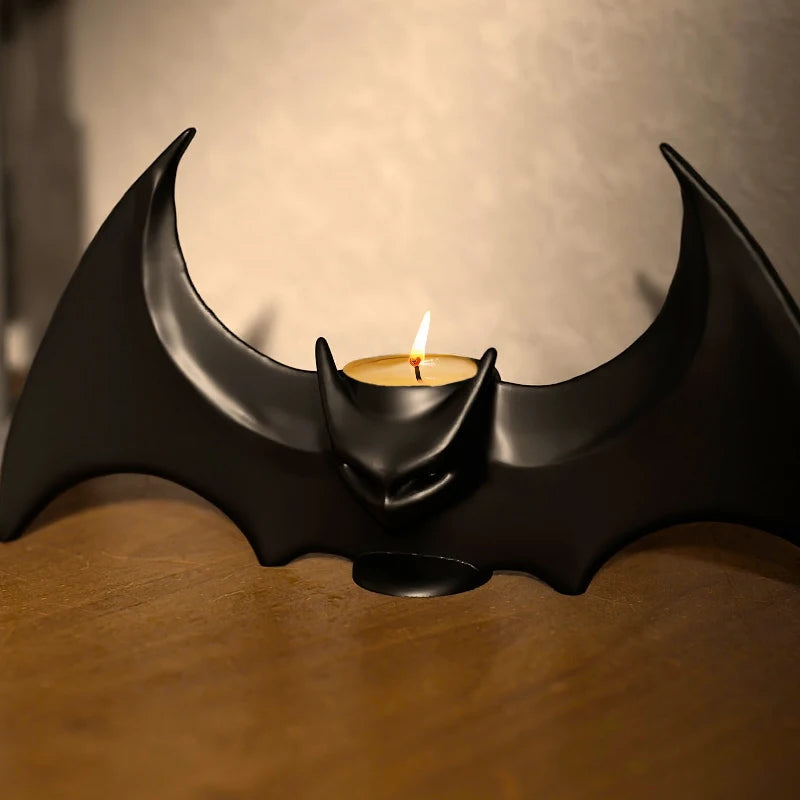 Halloween Black Bat Tealight Candle Tray Holder Bookshelf Fireplace Home Perfect Decorative